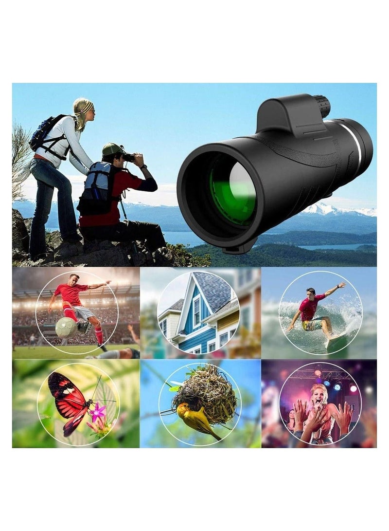 Monocular Telescope Telephoto Lens for iPhone, 40X60 High Power Monocular Scope, Professional Macro Photography Lens (Fits for Almost All Phone) 6-Piece Set