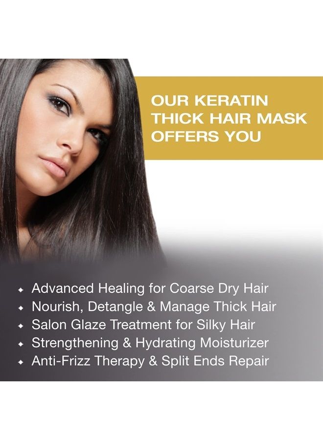 Vitamins Keratin Hair Mask Deep Conditioner - Biotin Protein with Castor Oil Conditioning Repair Treatment for Thick Dry Damaged or Color Treated Curly Wavy and Straight Coarse Hair