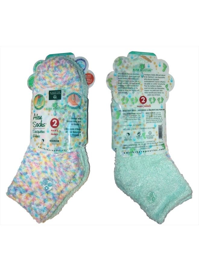 Aloe Vera Socks – Infused with natural aloe vera & Vitamin E – Helps Dry Feet, Cracked Heels, Calluses, Rough Skin, Dead Skin - Use with your Favorite Lotions for Spa Pedicure - Con