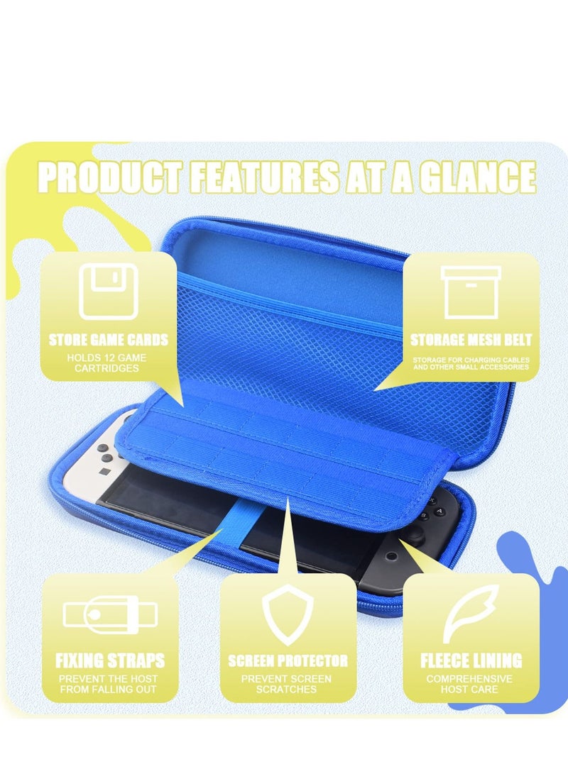 Switch Case Compatible with Nintendo OLED, Oled Cover Screen Protector, Playstand, Thumb Grip Caps