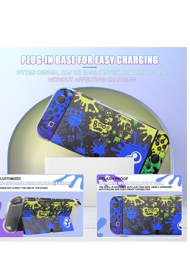 Switch Case Compatible with Nintendo OLED, Oled Cover Screen Protector, Playstand, Thumb Grip Caps