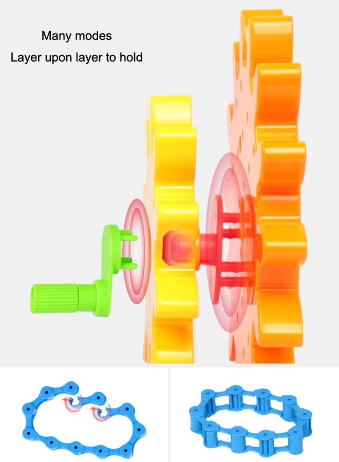 Durable Colorful Funny Portable Interlocking Learning Block Educational Kids Plastic Gear Building Blocks Toys Set