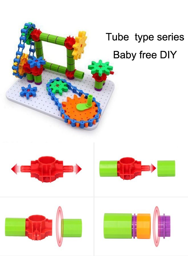 Durable Colorful Funny Portable Interlocking Learning Block Educational Kids Plastic Gear Building Blocks Toys Set