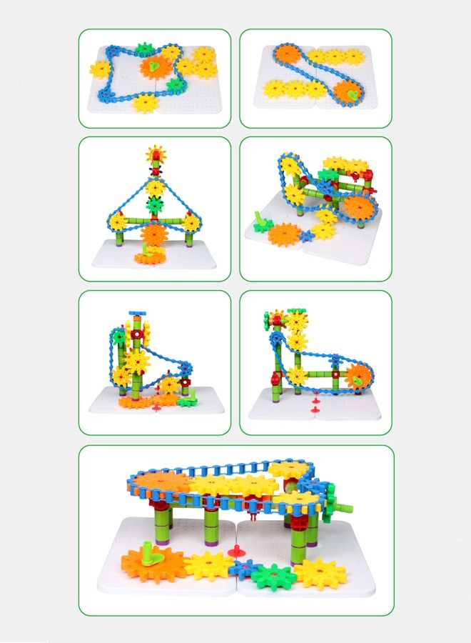 Durable Colorful Funny Portable Interlocking Learning Block Educational Kids Plastic Gear Building Blocks Toys Set