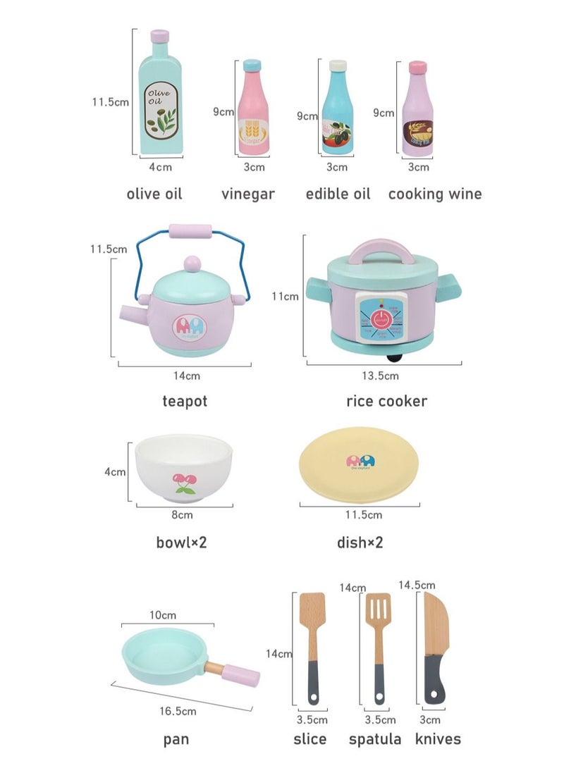 Game Gift Wooden Pretend Play Kitchen With Utensil Toys For Kids Boys Girls Children's Cooking Role Play Set