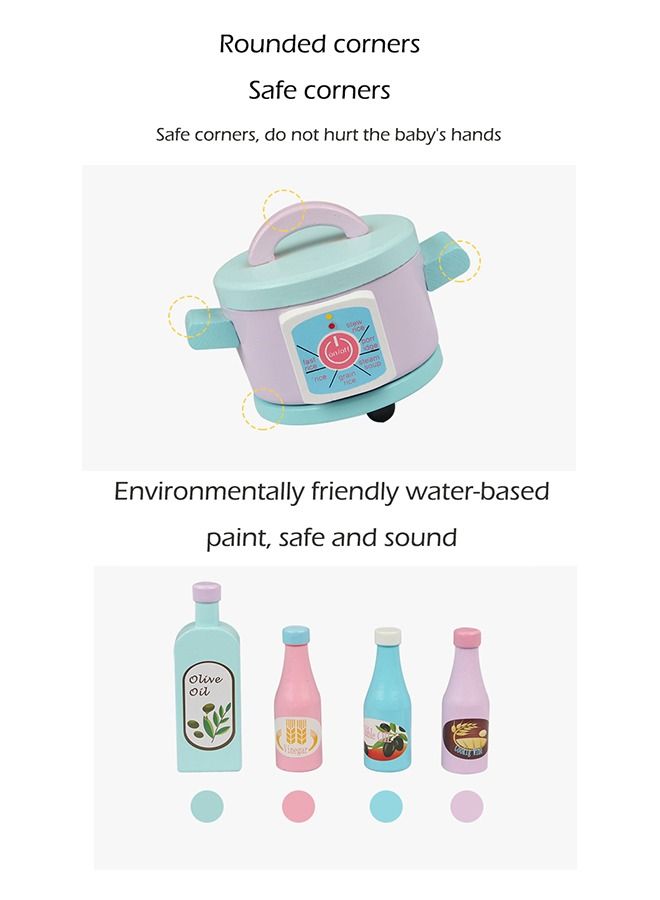 Game Gift Wooden Pretend Play Kitchen With Utensil Toys For Kids Boys Girls Children's Cooking Role Play Set