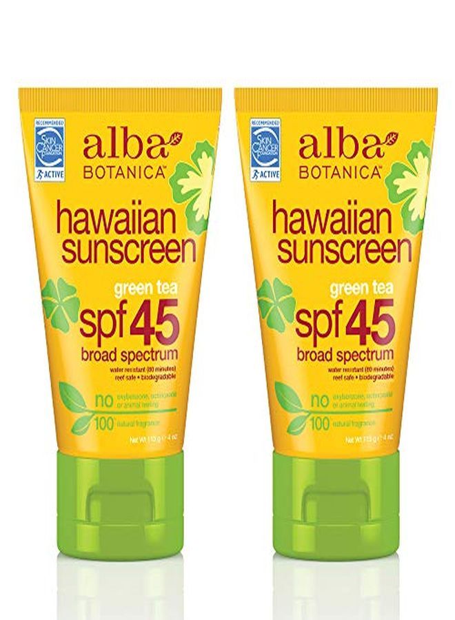 Green Tea Hawaiian Spf 45 Sunscreen, 4 Oz. (Pack Of 2)