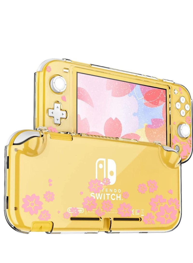 Protective Case for Switch Lite Clear Hard PC Cover Split Design Shockproof Anti-Scratch Shell Accessories for Joycon Controller with ShockAbsorption Pink Sakura