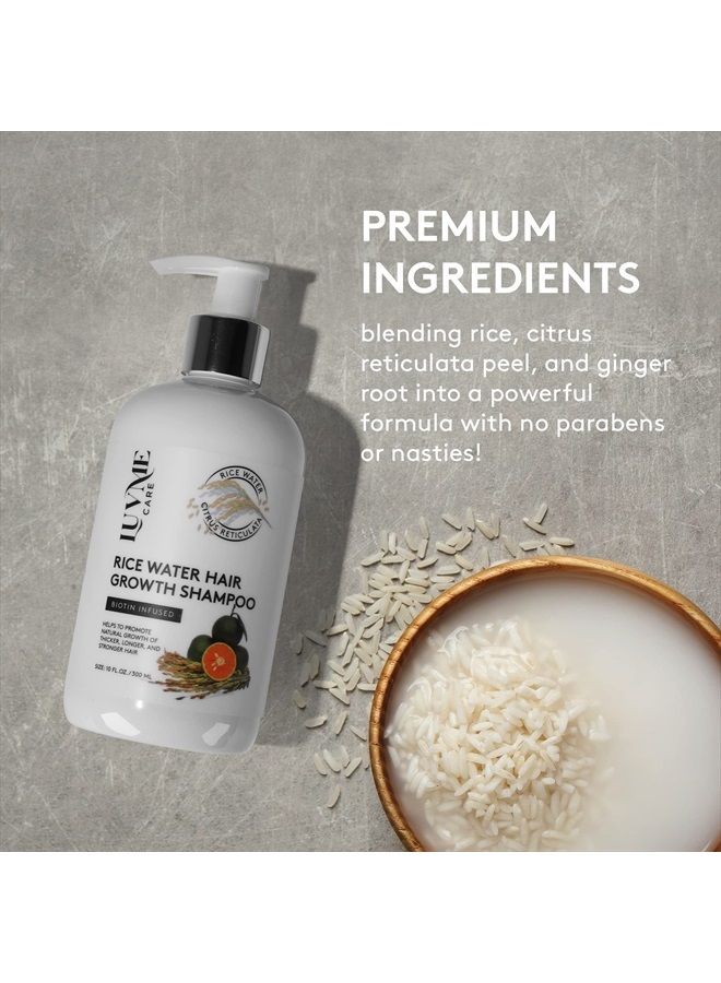 Rice Water Hair Growth Shampoo With Biotin,Rice Water for Hair Growth- Hair Shampoo for Hair Growth for Thinning Hair and Hair Loss, All Hair Types, Men and Women 10 Fl Oz