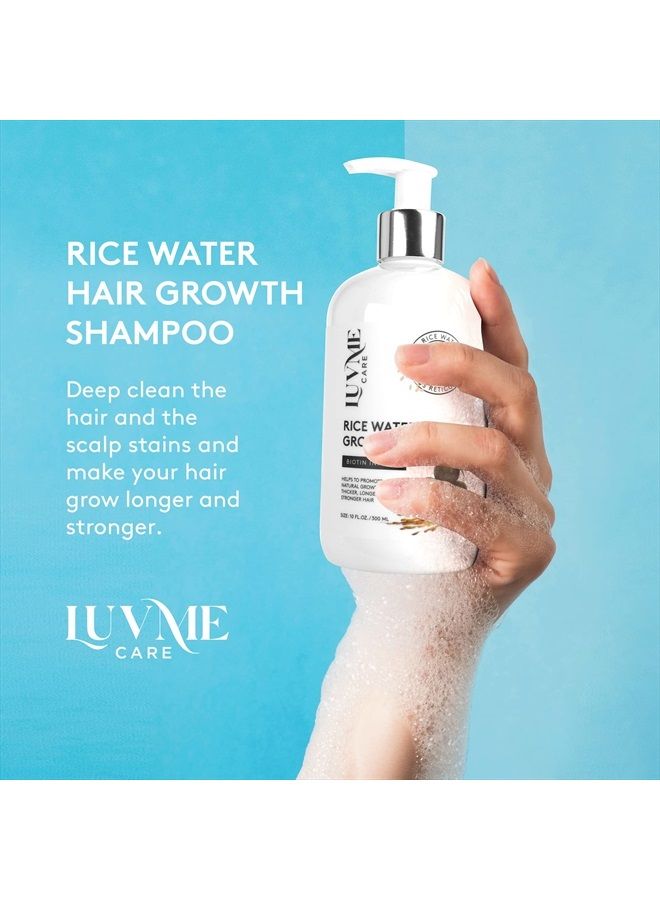 Rice Water Hair Growth Shampoo With Biotin,Rice Water for Hair Growth- Hair Shampoo for Hair Growth for Thinning Hair and Hair Loss, All Hair Types, Men and Women 10 Fl Oz