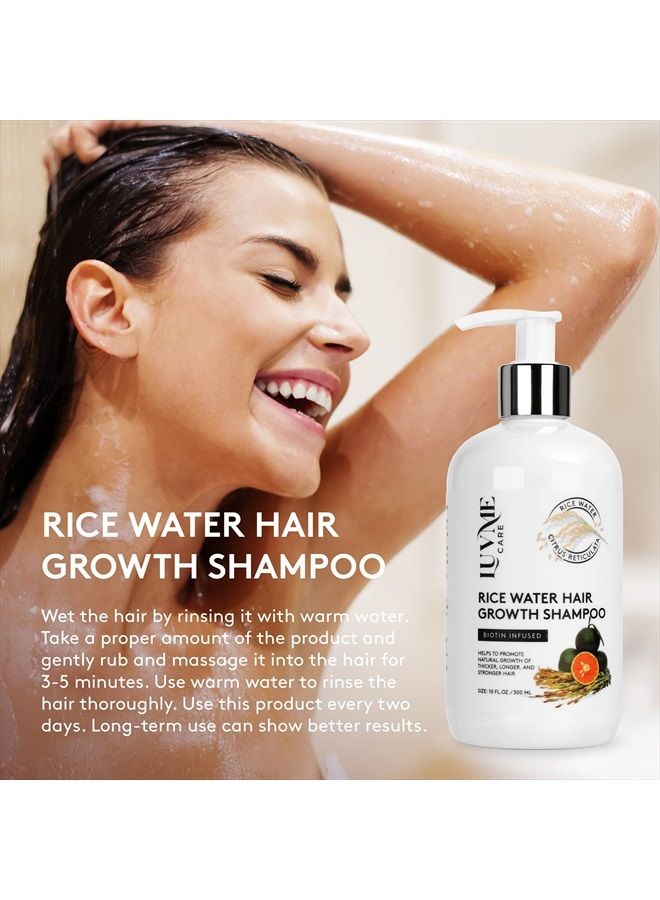 Rice Water Hair Growth Shampoo With Biotin,Rice Water for Hair Growth- Hair Shampoo for Hair Growth for Thinning Hair and Hair Loss, All Hair Types, Men and Women 10 Fl Oz