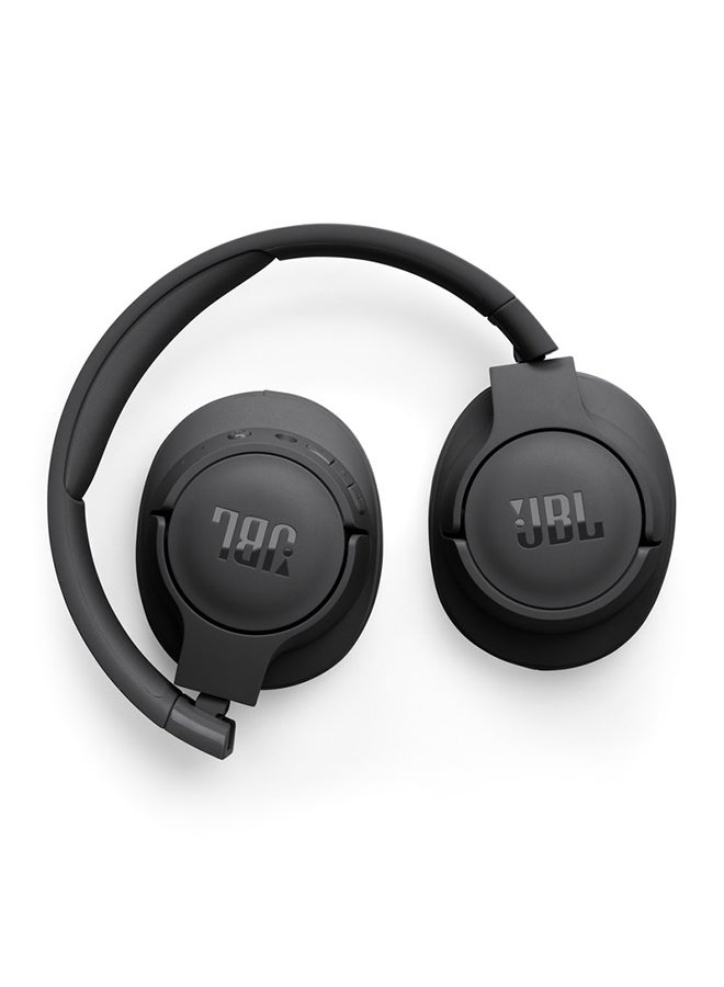 Tune 720Bt Wireless Over Ear Headphones Pure Bass Sound 76H Battery Hands-Free Call Plus Voice Aware Multi Point Connection Lightweight And Foldable Detachable Audio Cable Black