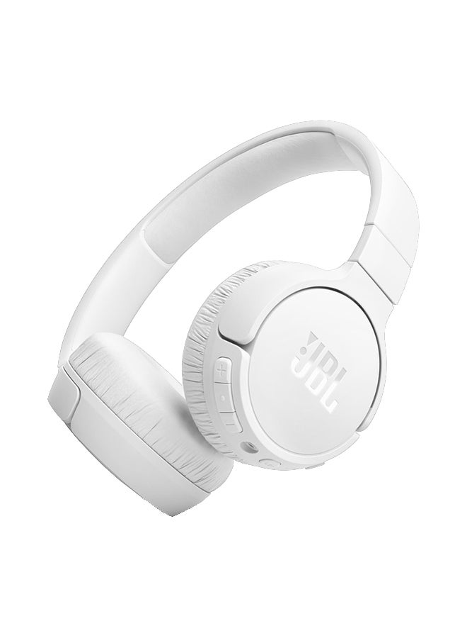 Tune 670 Adaptive Noice Cancelling Wireless On Ear Headphones Pure Bass Sound 70H Battery Buetooth 5.3 With Le Audio Hands Free Call Plus Voice Aware Multi Point Connection White
