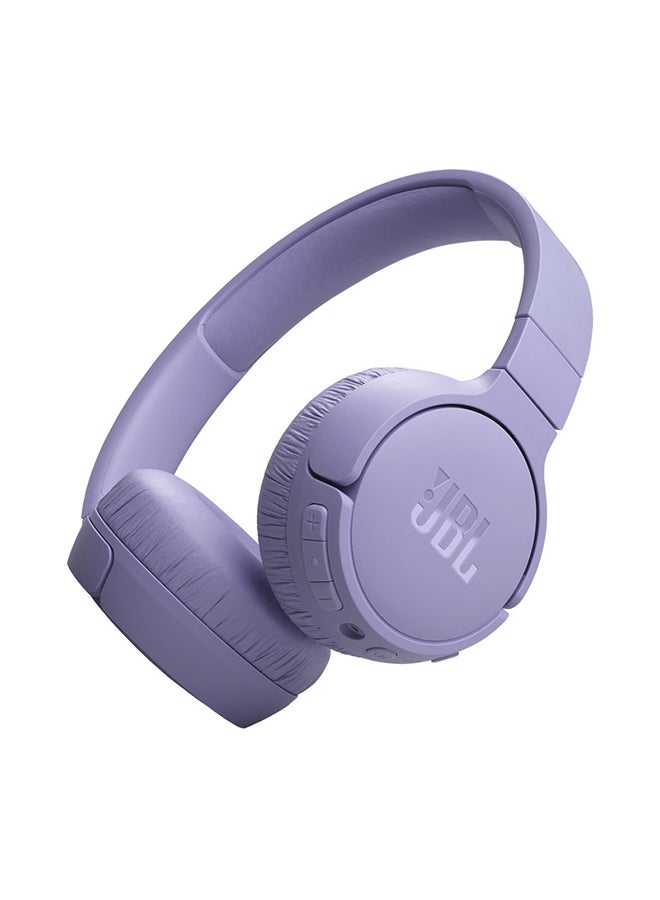 Tune 670 Adaptive Noice Cancelling Wireless On Ear Headphones Pure Bass Sound 70H Battery With Smart Ambient Bluetooth Purple