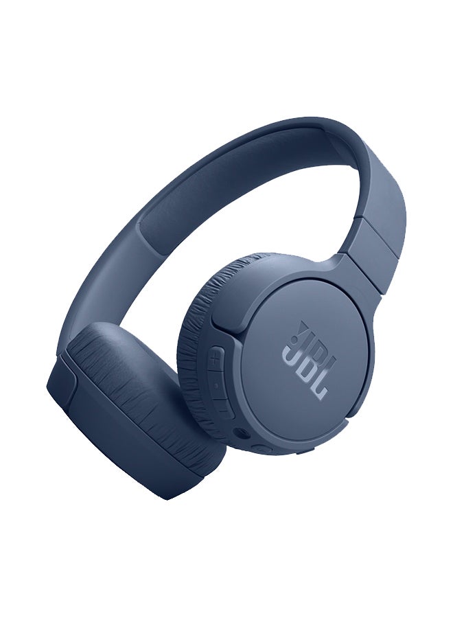 Tune 670 Adaptive Noice Cancelling Wireless On Ear Headphones Pure Bass Sound 5.3 With Le Audio Hands Free Call Plus Voice Aware Multi Point Connection Blue