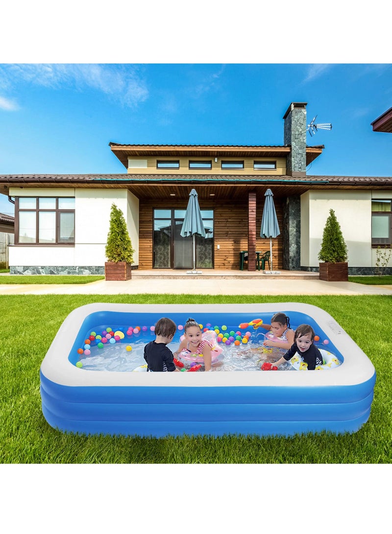 Inflatable Swimming Pool Kiddie Pool Large Size Blow Up Swimming Pool for Family Adults Kids Toddler Giant Rectangle Lounge Blowup Pool for Indoor Outdoor Backyard Ground 180cm x 140cm x 60cm