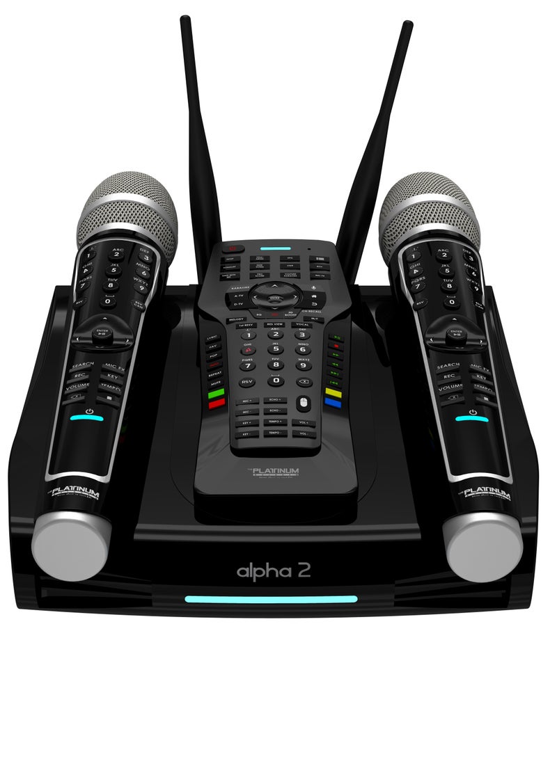 ALPHA 2 Full HD 4K Android Smart Karaoke Player With 2 Digital UHF Keypad Wireless Mic & 26K+ Mixed Language FILIPINO, ENGLISH , INDIAN & RUSSIAN Karaoke Songs Included & Youtube Karaoke