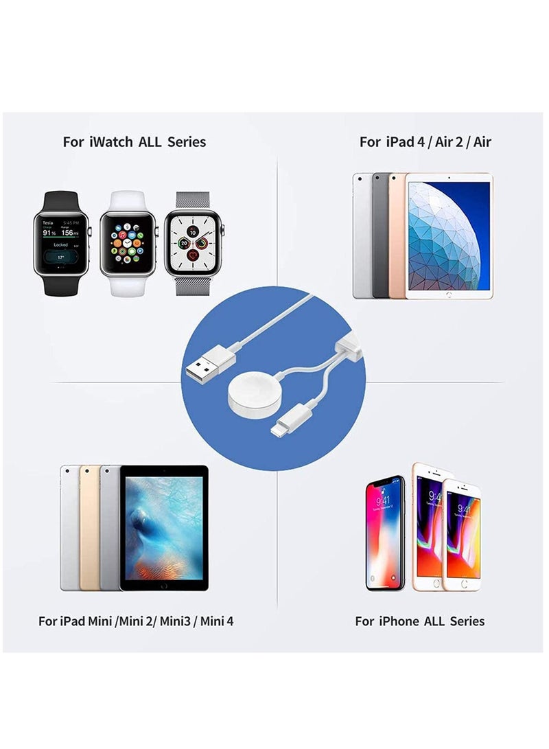 Update Version Smart iWatch Charger Wireless USB 5.0 ft/1.5 m Charging Cable for Watch Series SE,7,6,5,4,3,2,1 iOS 6.0 & I Phone &Pad Series
