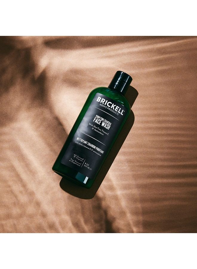 Brickell Men's Purifying Charcoal Face Wash for Men, Natural and Organic Daily Facial Cleanser, 8 Ounce, Scented