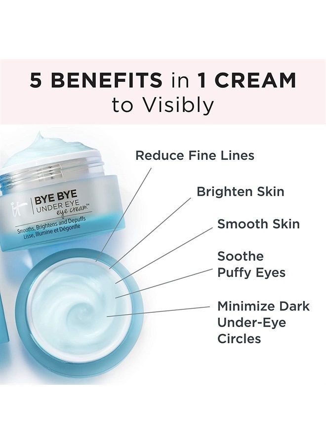 Bye Bye Under Eye Eye Cream - Hydrating, Quick-Absorbing Formula - Smooths The Look Of Fine Lines & Wrinkles, Visibly Brightens Dark Circles - With Hyaluronic Acid - 0.5 Fl Oz