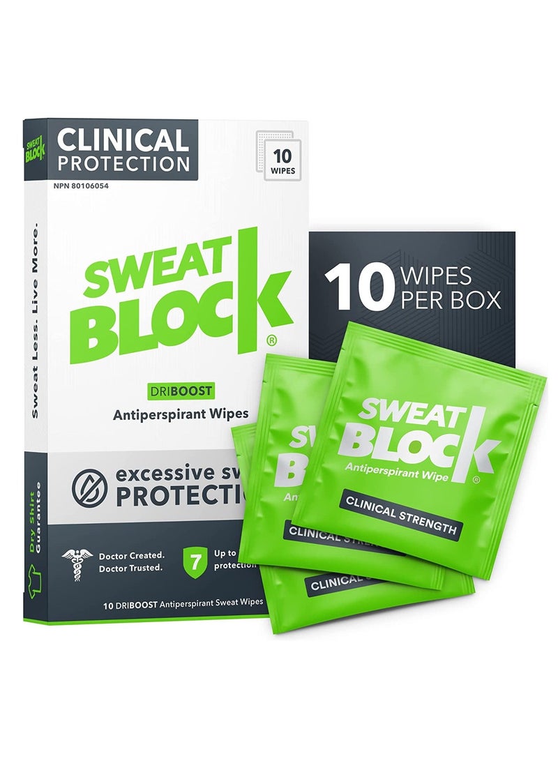 Clinical Strength DRIBOOST Antiperspirant Wipes 10 Driboost