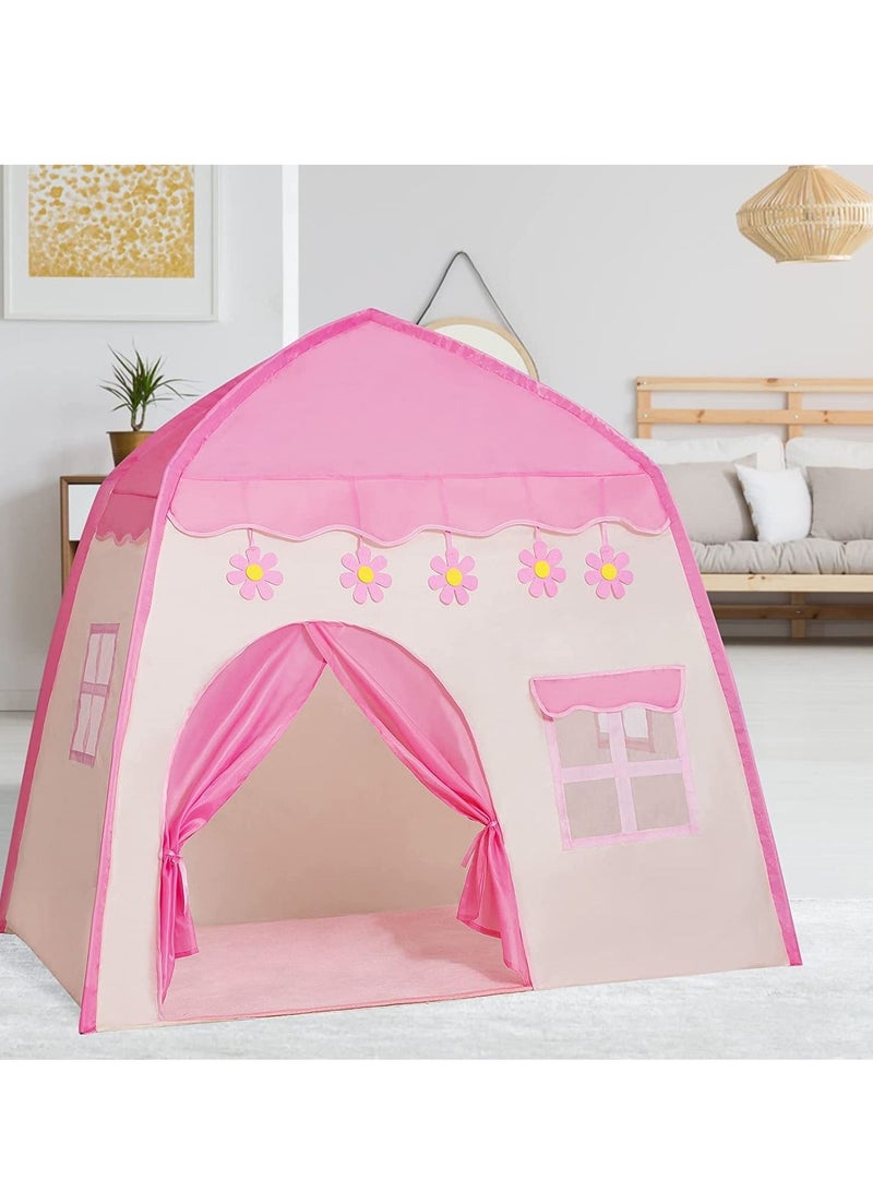Teepee Tent for Kids, Princess Castle Game Tent, Foldable Kids Play Children's Playhouse Indoor Outdoor, Best Gift Children, Large Indoor/Outdoor Boys Girls (Pink)