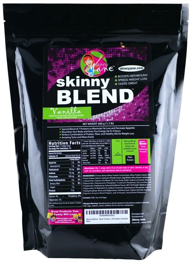 Skinny Blend - Best Tasting Protein Shake for Women - Slim Fast Weight Loss Shakes - Meal Replacement - Low Carb Breakfast - Diet Supplement - Appetite Suppressant - 30 Delicious Shakes (Vanilla)