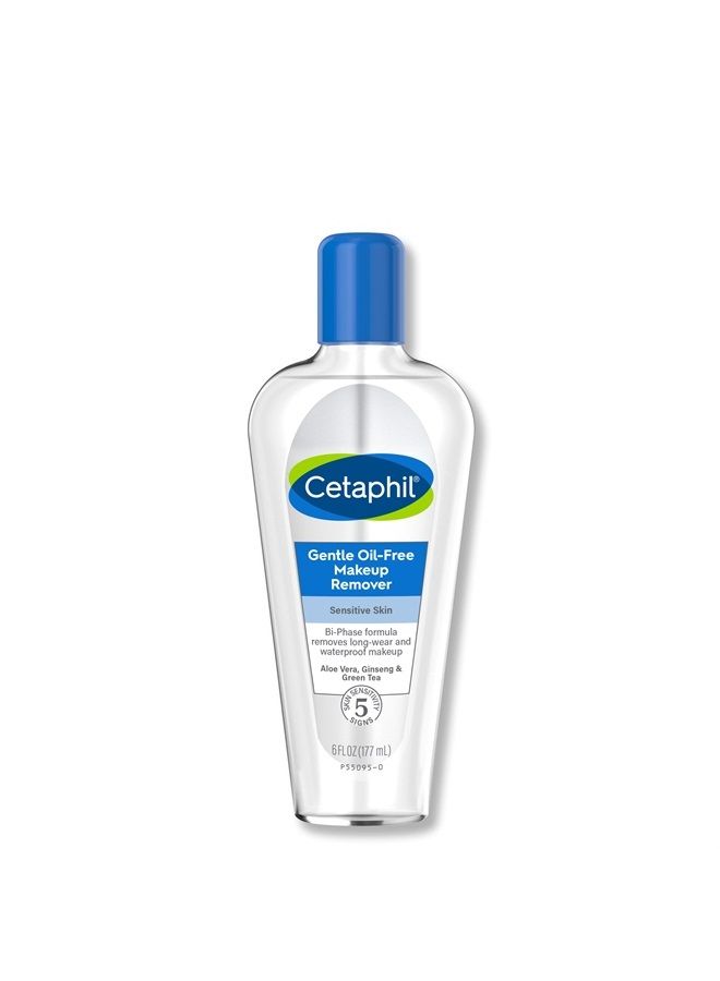 Gentle Waterproof Makeup Remover, Oil-Free Formula Suitable for Sensitive Skin, 6.0 Fluid Ounce