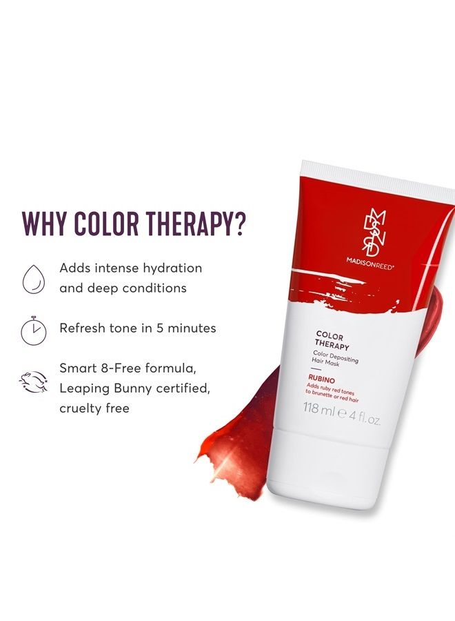 Color Therapy, Rubino, Color Depositing Hair Mask & Deep Conditioning Treatment, Intensely Hydrating, Refreshes Color & Tone, Keratin & Argan Oil, 4 Fl Oz 118 mL