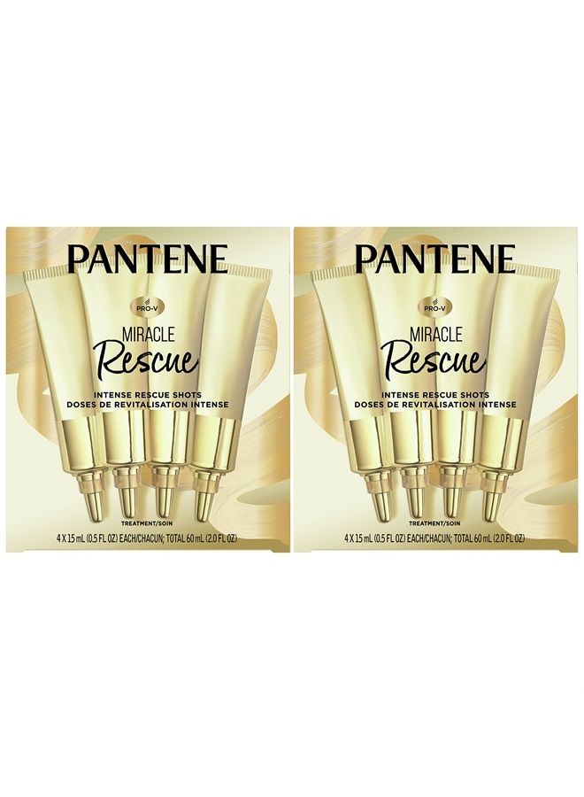 Hair Mask Miracle Rescue Shots, Intensive Repair Treatment for Damaged Hair, 4 count 0.5 oz Each, Twin Pack