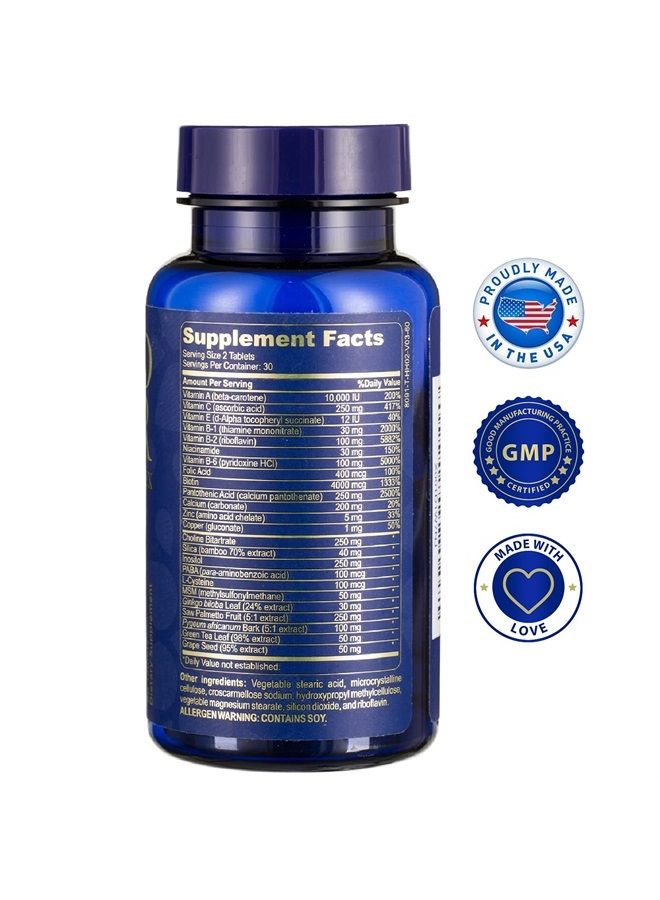 Good Hair Growth Vitamins with Biotin for Longer, Thicker Hair - Ideal for All Hair Types - Plus DHT Blocker & Saw Palmetto, 60 Tabs