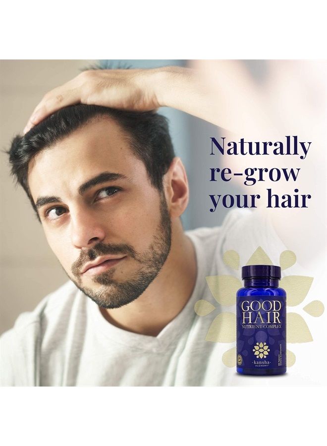 Good Hair Growth Vitamins with Biotin for Longer, Thicker Hair - Ideal for All Hair Types - Plus DHT Blocker & Saw Palmetto, 60 Tabs