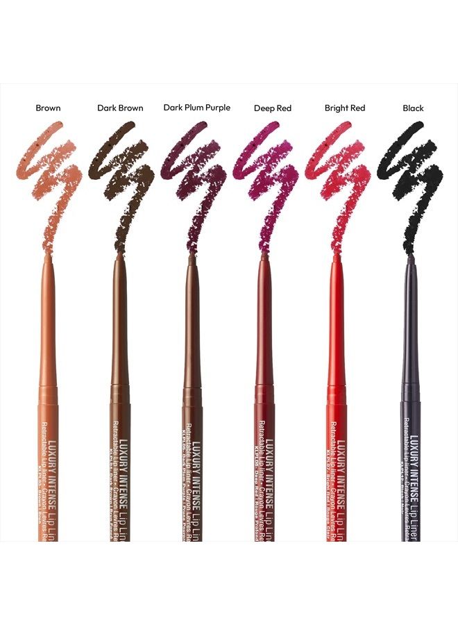 Luxury Intense Lip Liner, Long-Lasting Creamy Retractable Easy to Use Lip Liner 3PCS (Dark Brown)