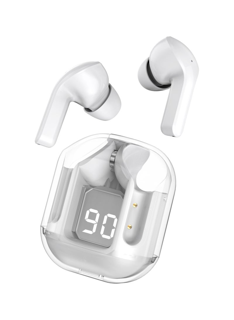 LEVORE Bluetooth earphone TWS crystal with screen display LBT301 White