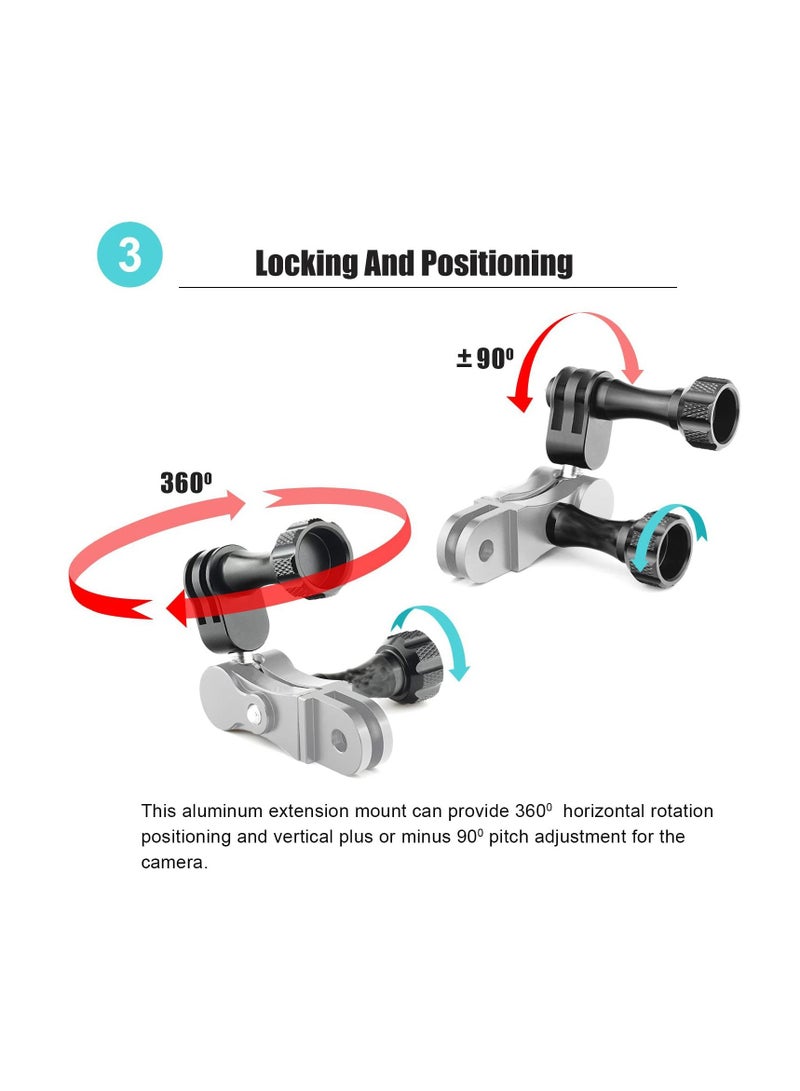 Aluminum Ball Handlebar Mount for GoPro, Camera Clamp Mount Monitor 360° Ballhead Magic Arm Lock Any Direction