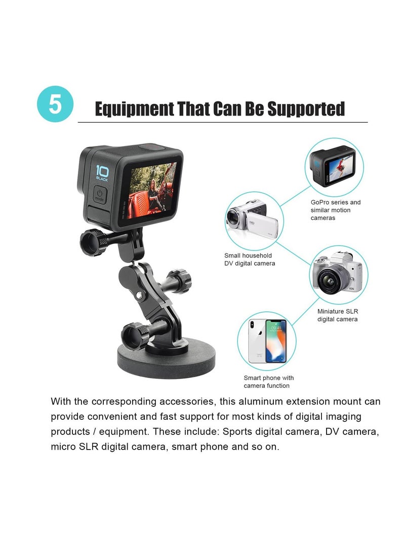 Aluminum Ball Handlebar Mount for GoPro, Camera Clamp Mount Monitor 360° Ballhead Magic Arm Lock Any Direction