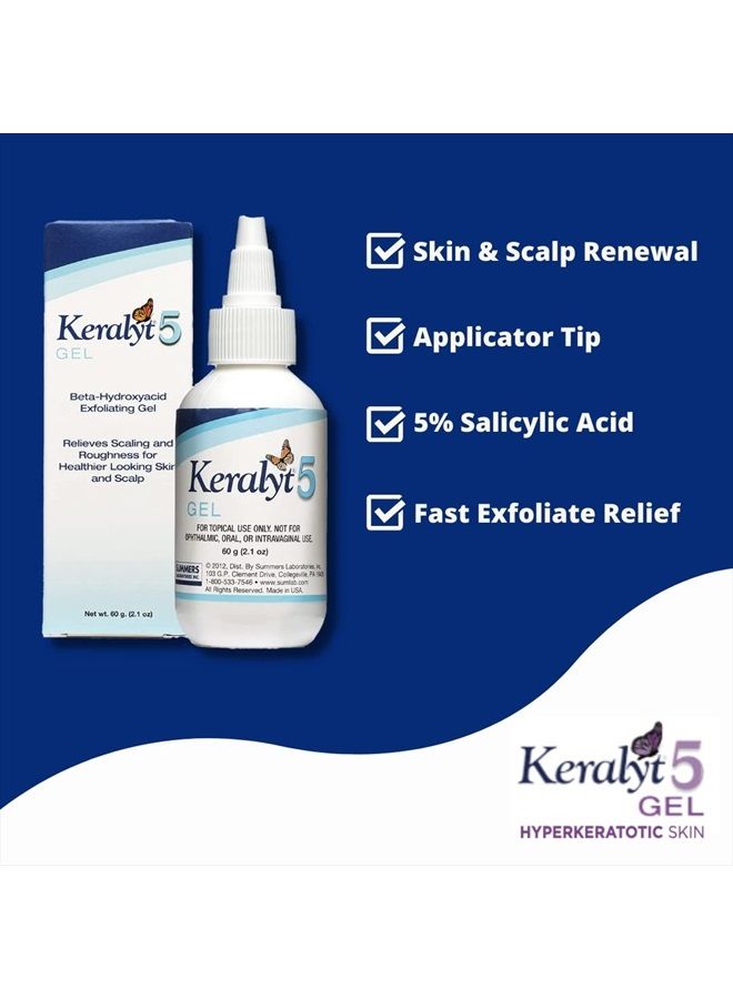 5 Scalp Gel - Max Strength 5% Salicylic Acid Scalp Build-Up Clearing - Helps Control Dandruff, Psoriasis, Seborrheic Dermatitis, Roughness, Dryness, and Itchiness