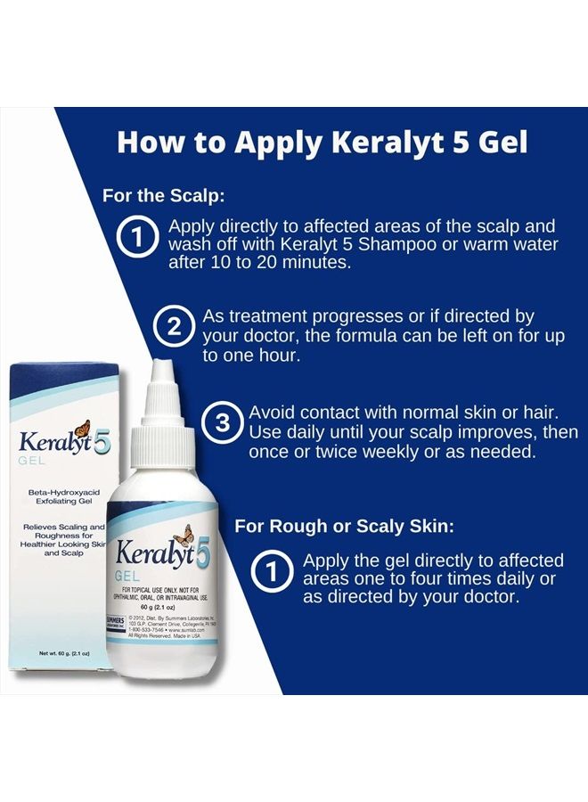 5 Scalp Gel - Max Strength 5% Salicylic Acid Scalp Build-Up Clearing - Helps Control Dandruff, Psoriasis, Seborrheic Dermatitis, Roughness, Dryness, and Itchiness