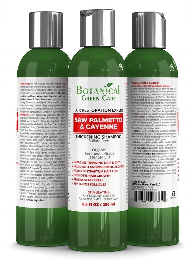 “Saw Palmetto & Cayenne” Anti-Thinning SHAMPOO, Thickening Shampoo for Thinning Hair, Hair Loss Shampoo, Thickening Products For Women & Men, Hair Growth Shampoo, Hair Strengtheni