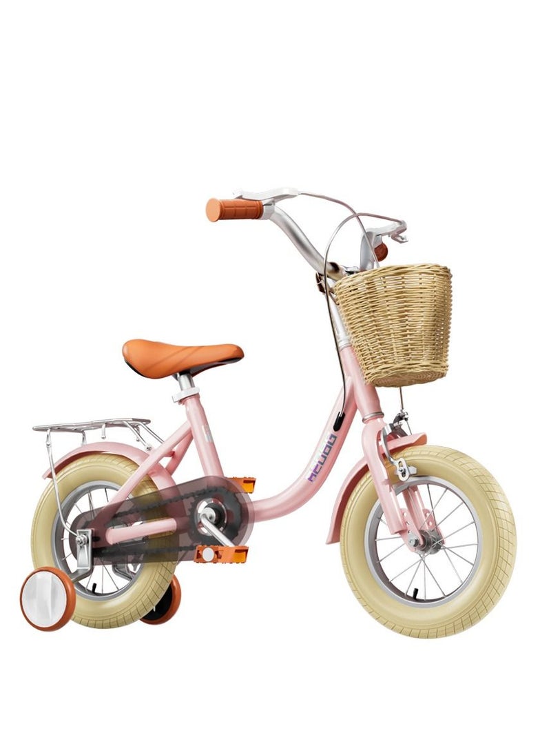 16 inch Retro Design Girls Bike With Basket For Kids Height Between 105-120cm Pink