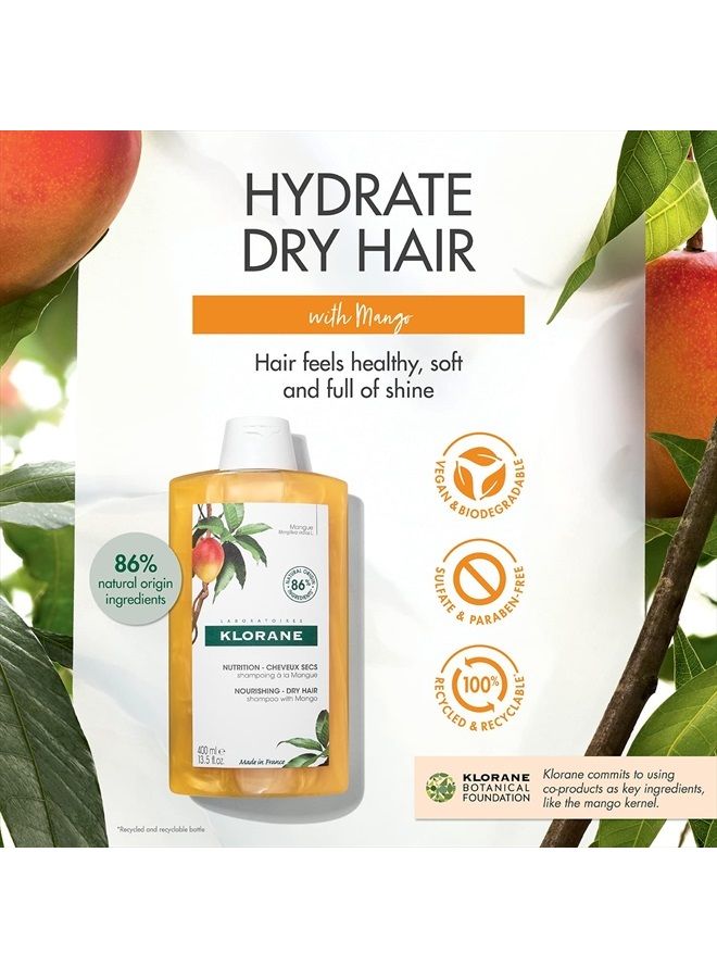 Nourishing Shampoo with Mango Butter, Moisturize and Hydrate Dry Hair, Paraben, Silicone, SLS Free, 13.5 Fl Oz