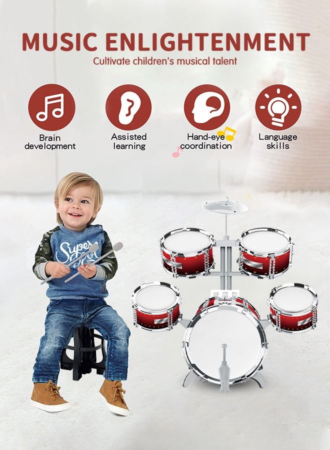 Jazz Drum Kit Toy Drum Set for Kids for Toddler Educational Percussion Musical Instruments Drum Toy Playset Beats Musical Toys