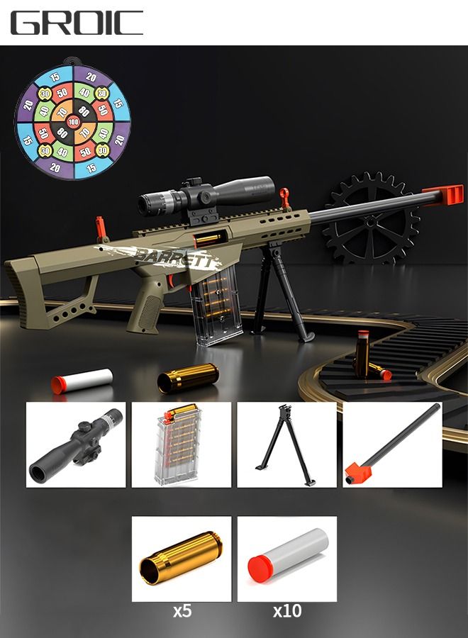 Toy Gun Soft Bullets Education Toy,Sniper Rifle Blaster Gun Barrett,Double Mirror Effect Toy Sniper Guns,DIY Toy with Rich Accessories ,Shooting Games Toys for Kids