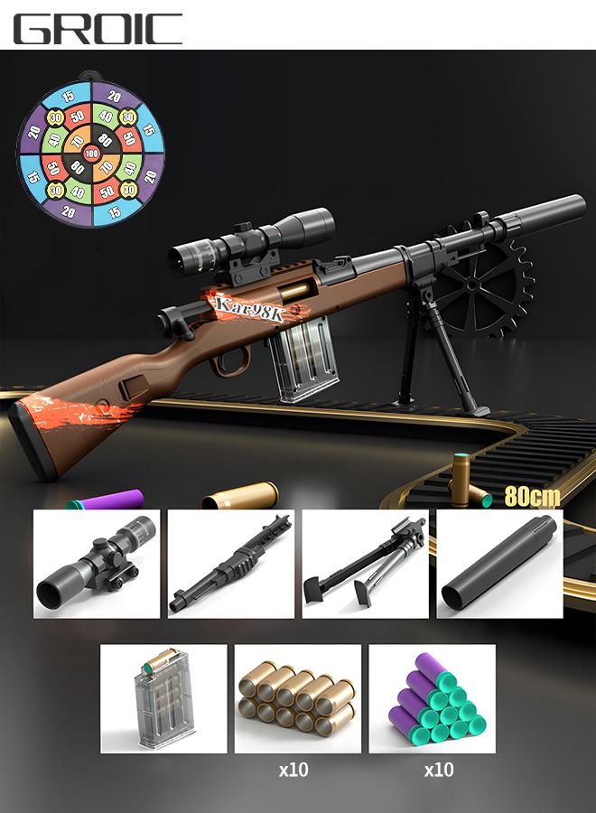 Toy Gun Soft Bullets Education Toy,Sniper Rifle Blaster Gun 98K,Double Mirror Effect Toy Sniper Guns,DIY Toy with Rich Accessories ,Shooting Games Toys for Kids