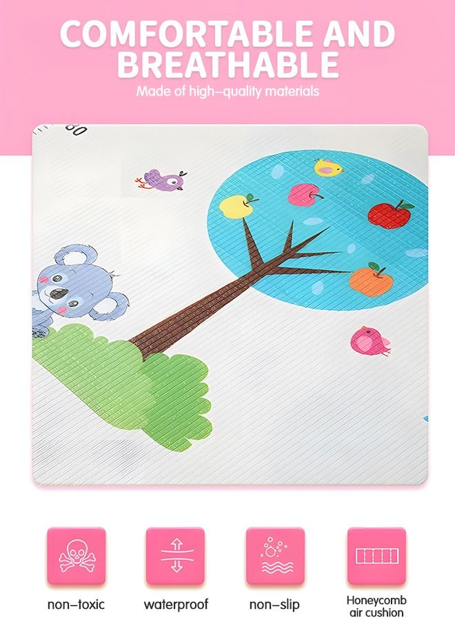 Baby Play Mat,Large Waterproof Foam Foldable Baby Crawling Mat Gym Activity with Reversible Double-Sided Patterns,Anti-Slip Floor Playing Mats 1.5*1.8M