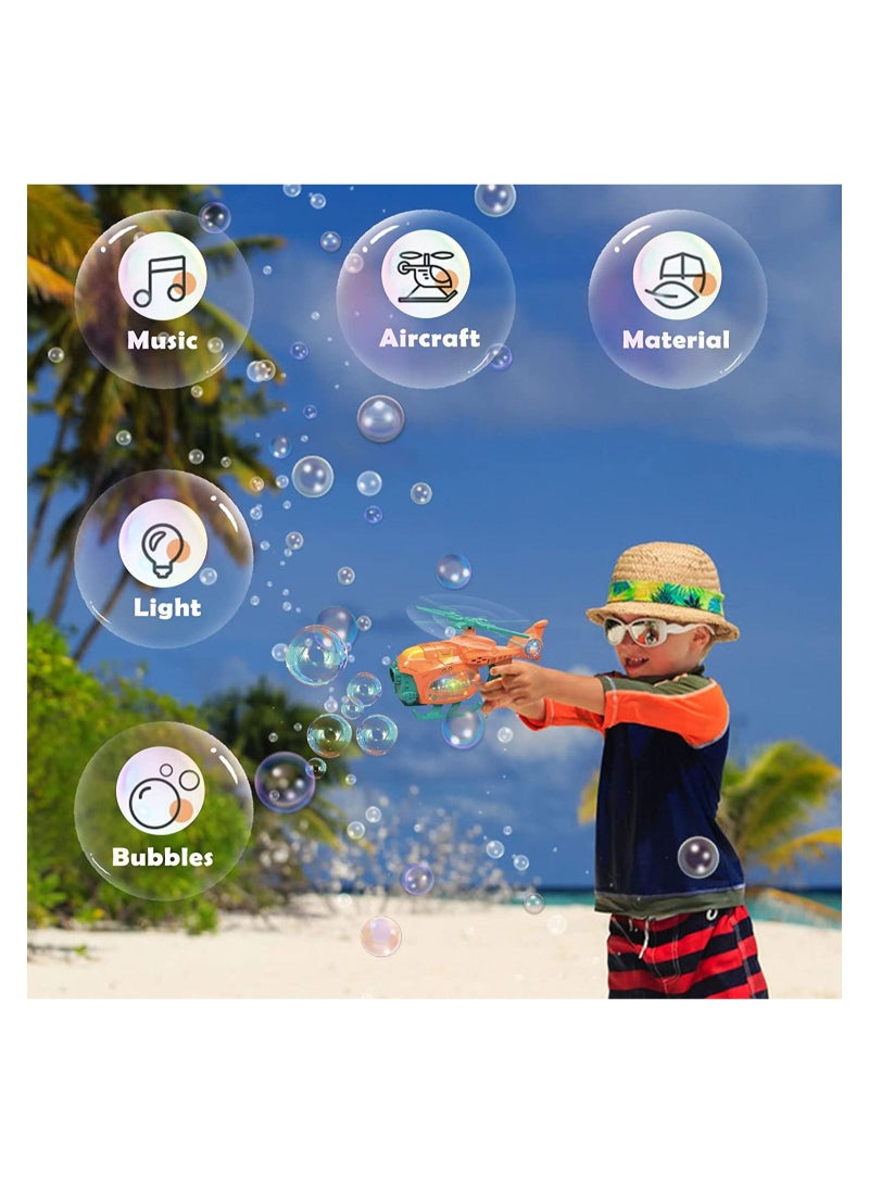 Bubble Machine Bubble Blower Bubble Maker for Kids with Lights Music Helicopter Toy Bubble Blower Maker with Bubble Solutions Automatic Bubble Maker Birthday Gifts for Kids Boys Girls Age 3+