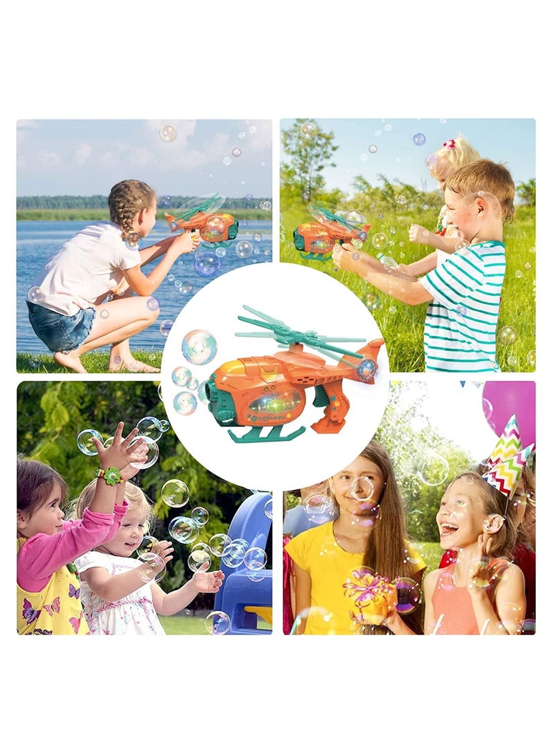 Bubble Machine Bubble Blower Bubble Maker for Kids with Lights Music Helicopter Toy Bubble Blower Maker with Bubble Solutions Automatic Bubble Maker Birthday Gifts for Kids Boys Girls Age 3+