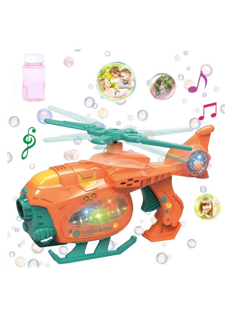 Bubble Machine Bubble Blower Bubble Maker for Kids with Lights Music Helicopter Toy Bubble Blower Maker with Bubble Solutions Automatic Bubble Maker Birthday Gifts for Kids Boys Girls Age 3+