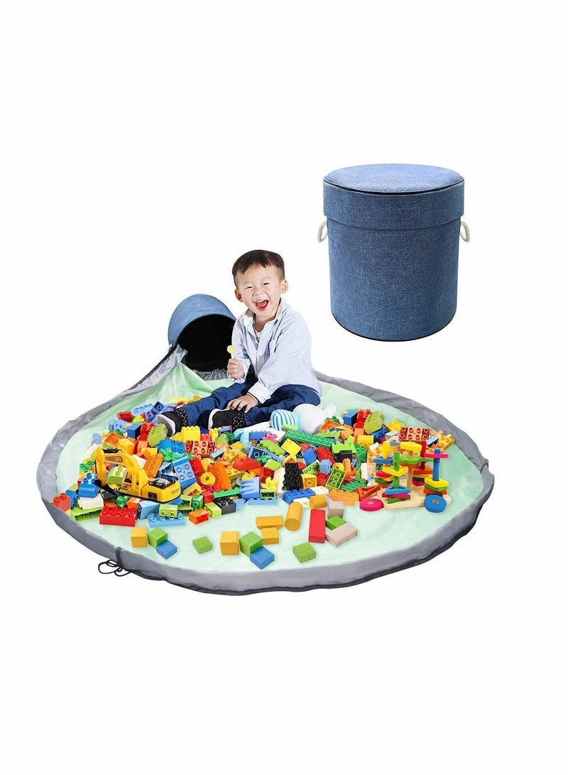 Toy Storage Organizer Baskets, Outdoor Quick Bag Collapsible Canvas Basket / Bin for Kids Room, Organizer, Prize Box Toys Classroom (blue)