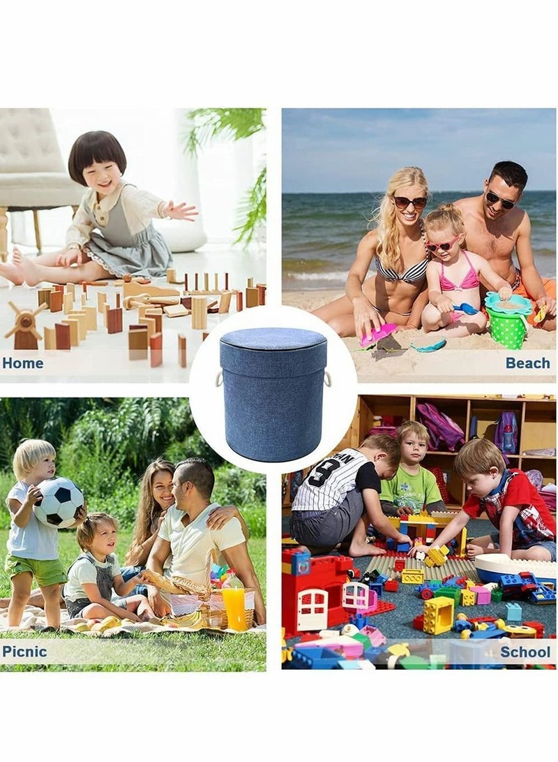 Toy Storage Organizer Baskets, Outdoor Quick Bag Collapsible Canvas Basket / Bin for Kids Room, Organizer, Prize Box Toys Classroom (blue)